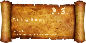 Matity Bence névjegykártya